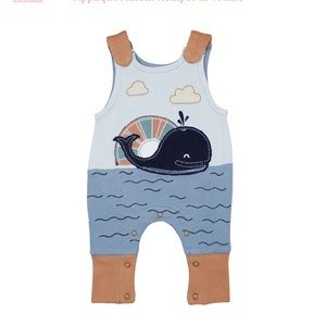 NWOT Lovedbaby Appliqué Romper in Whale